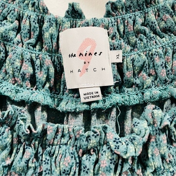 The nines by HATCH Mini Ditsy Green Floral Maternity Top XL - Picture 4 of 11